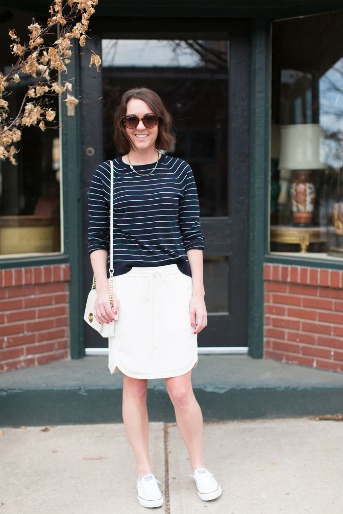 how to wear a skirt with tennis shoes ft. @LOFT @jcrew @coach @converse | @jessicazimlich